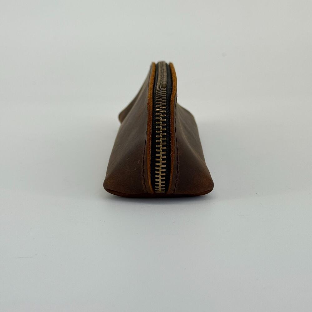 Portland‎ Leather Goods Brown The Sidekick Pouch Small Leather Zipper Bag SLG - Picture 4 of 9